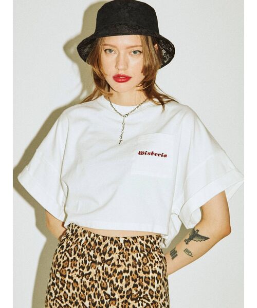 jouetie（ジュエティ）の「クロップドロゴ Tシャツ（Tシャツ/カットソー・レディース・オフホワイト/ブラック/パープル・MEDIUM）」の14枚目の写真