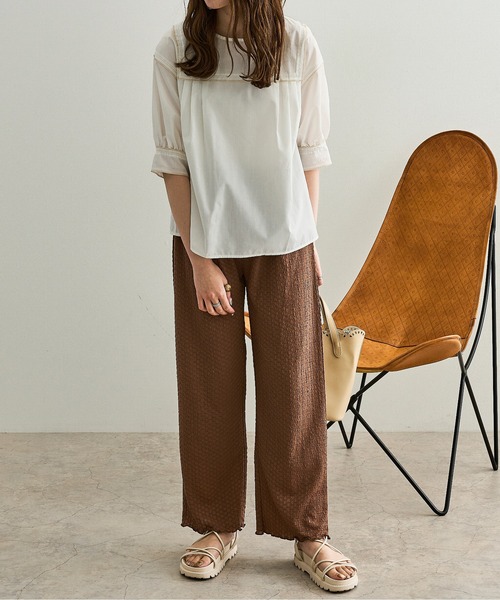 Ambre Neige（アンブルネージュ）の「パイピングパワショルブラウス／【WEB/EC限定商品】（シャツ/ブラウス・レディース・ホワイト/クリーム/キャメル・FREE）」の4枚目の写真