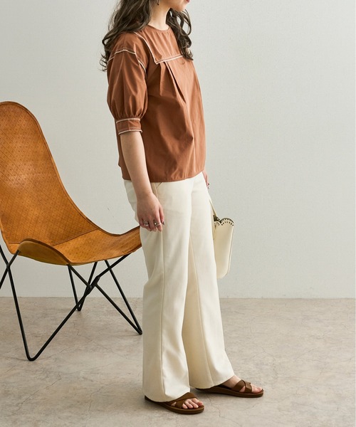 Ambre Neige（アンブルネージュ）の「パイピングパワショルブラウス／【WEB/EC限定商品】（シャツ/ブラウス・レディース・ホワイト/クリーム/キャメル・FREE）」の10枚目の写真