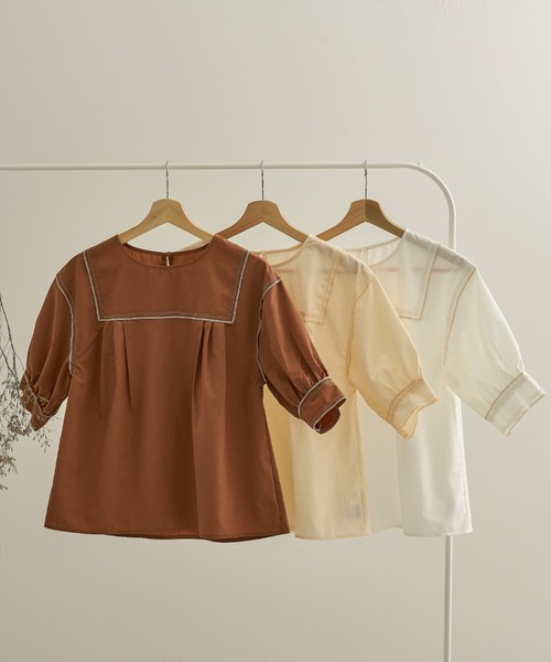 Ambre Neige（アンブルネージュ）の「パイピングパワショルブラウス／【WEB/EC限定商品】（シャツ/ブラウス・レディース・ホワイト/クリーム/キャメル・FREE）」の14枚目の写真
