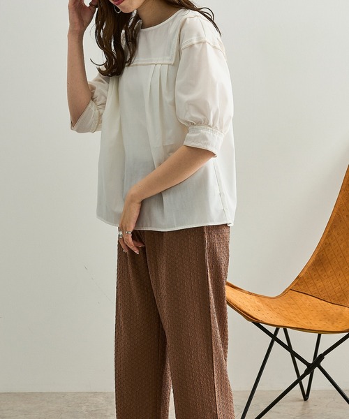 Ambre Neige（アンブルネージュ）の「パイピングパワショルブラウス／【WEB/EC限定商品】（シャツ/ブラウス・レディース・ホワイト/クリーム/キャメル・FREE）」の17枚目の写真