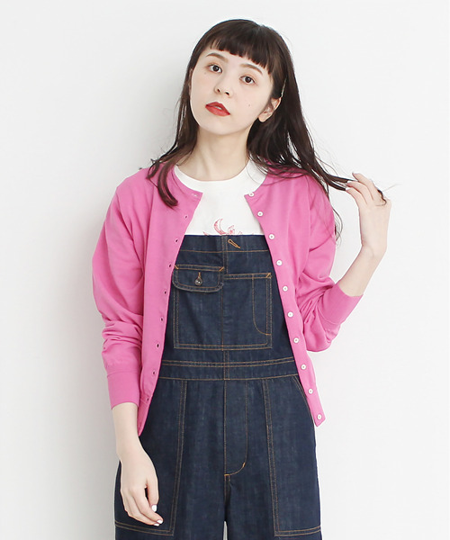 CHILD WOMAN（チャイルドウーマン）の「ICE COTTON クルーカーディガン（ニット/セーター・レディース・レッド/ダークブラウン/ホワイト/ブラック/グリーン/ピンク・FREE）」の6枚目の写真