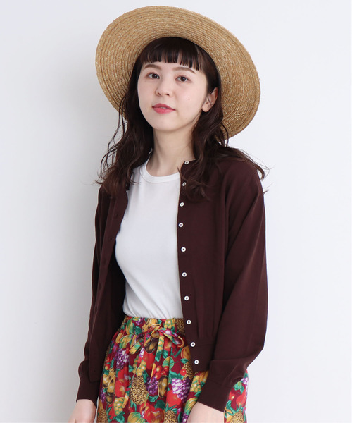 CHILD WOMAN（チャイルドウーマン）の「ICE COTTON クルーカーディガン（ニット/セーター・レディース・レッド/ダークブラウン/ホワイト/ブラック/グリーン/ピンク・FREE）」の7枚目の写真