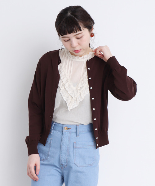 CHILD WOMAN（チャイルドウーマン）の「ICE COTTON クルーカーディガン（ニット/セーター・レディース・レッド/ダークブラウン/ホワイト/ブラック/グリーン/ピンク・FREE）」の13枚目の写真