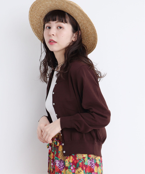 CHILD WOMAN（チャイルドウーマン）の「ICE COTTON クルーカーディガン（ニット/セーター・レディース・レッド/ダークブラウン/ホワイト/ブラック/グリーン/ピンク・FREE）」の8枚目の写真