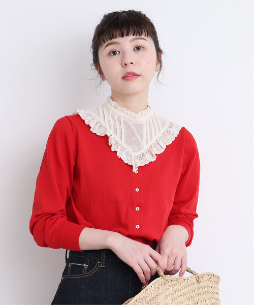 CHILD WOMAN（チャイルドウーマン）の「ICE COTTON クルーカーディガン（ニット/セーター・レディース・レッド/ダークブラウン/ホワイト/ブラック/グリーン/ピンク・FREE）」の22枚目の写真