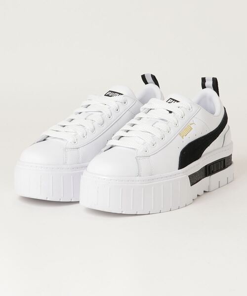 PUMA(プーマ)の「PUMA プーマ W MAYZE LTH メイズ レザー 381983 01WHITE/BLACK(スニーカー・レディース・ホワイト系その他・22.5cm/23.5cm/24.5cm/23.0cm/24.0cm/25.0cm/25.5cm)」の1枚目の写真