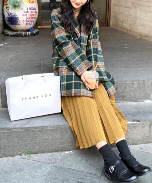 ABITOKYO（アビトーキョー）の「ダブルボタンチェック柄テーラードジャケット（テーラードジャケット・レディース・ブラウン系その他/グリーン系その他・S/M/L）」の9枚目の写真