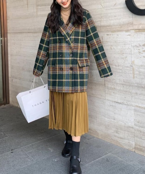 ABITOKYO（アビトーキョー）の「ダブルボタンチェック柄テーラードジャケット（テーラードジャケット・レディース・ブラウン系その他/グリーン系その他・S/M/L）」の19枚目の写真