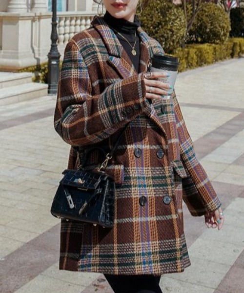 ABITOKYO（アビトーキョー）の「ダブルボタンチェック柄テーラードジャケット（テーラードジャケット・レディース・ブラウン系その他/グリーン系その他・S/M/L）」の20枚目の写真