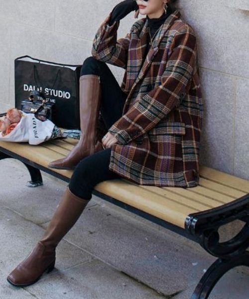 ABITOKYO（アビトーキョー）の「ダブルボタンチェック柄テーラードジャケット（テーラードジャケット・レディース・ブラウン系その他/グリーン系その他・S/M/L）」の16枚目の写真