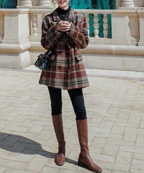 ABITOKYO（アビトーキョー）の「ダブルボタンチェック柄テーラードジャケット（テーラードジャケット・レディース・ブラウン系その他/グリーン系その他・S/M/L）」の21枚目の写真