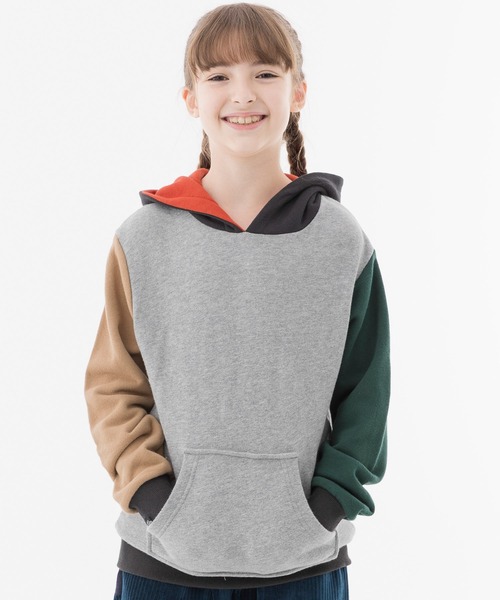 KRIFF MAYER Kid's Collection（クリフメイヤーキッズコレクション）の「裏毛パーカー(フードロゴ)（パーカー・キッズ・ネイビー/カラフル/グリーン/グレー/ベージュ・160/140/120/170/130/150）」の7枚目の写真