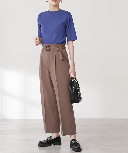 N.（N. Natural Beauty Basic）（エヌエヌナチュラルビューティーベーシック）の「◆バックル付ストレートパンツ（その他パンツ・レディース・ブラウン/ピンク/カーキ系・MEDIUM）」の2枚目の写真