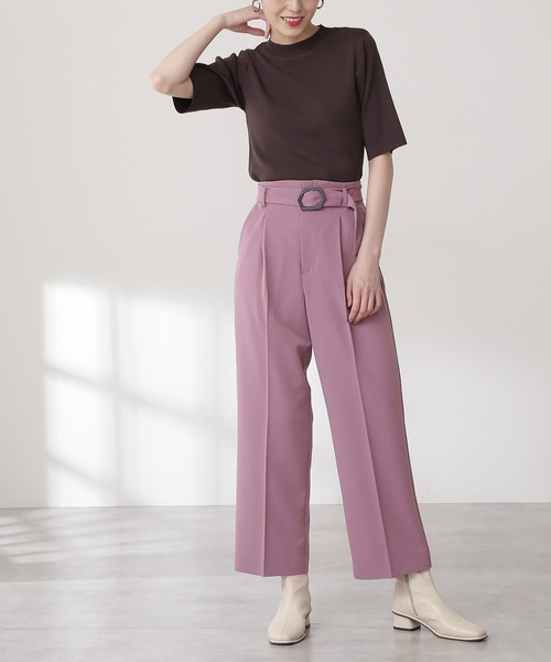 N.（N. Natural Beauty Basic）（エヌエヌナチュラルビューティーベーシック）の「◆バックル付ストレートパンツ（その他パンツ・レディース・ブラウン/ピンク/カーキ系・MEDIUM）」の3枚目の写真