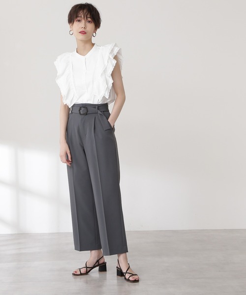 N.（N. Natural Beauty Basic）（エヌエヌナチュラルビューティーベーシック）の「◆バックル付ストレートパンツ（その他パンツ・レディース・ブラウン/ピンク/カーキ系・MEDIUM）」の4枚目の写真