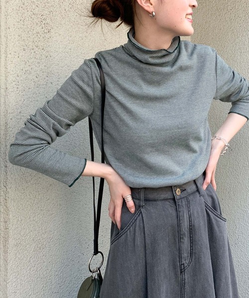 CIAOPANIC TYPY（チャオパニックティピー）の「ボーダー配色ステッチハイネックTee（その他トップス・レディース・ブラック/オレンジ/グリーン・ONE SIZE）」の18枚目の写真