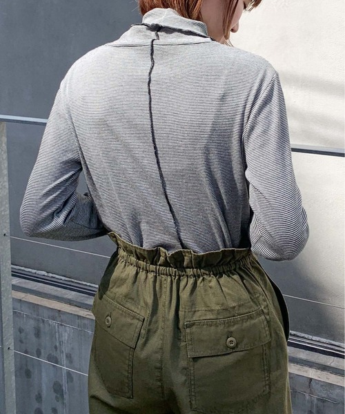 CIAOPANIC TYPY（チャオパニックティピー）の「ボーダー配色ステッチハイネックTee（その他トップス・レディース・ブラック/オレンジ/グリーン・ONE SIZE）」の4枚目の写真