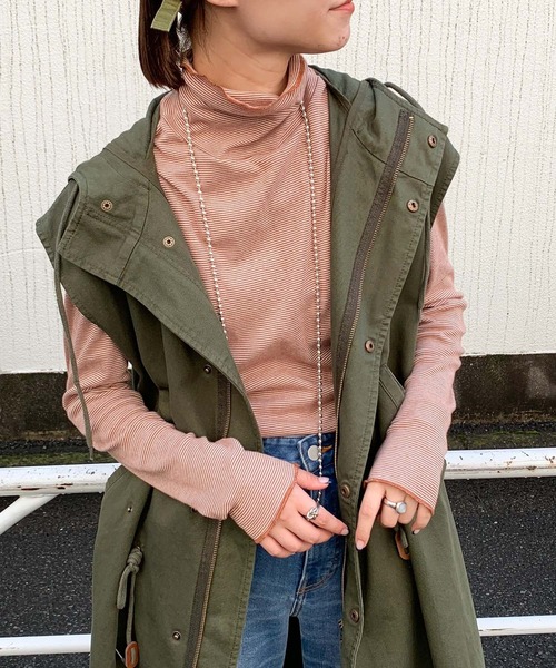 CIAOPANIC TYPY（チャオパニックティピー）の「ボーダー配色ステッチハイネックTee（その他トップス・レディース・ブラック/オレンジ/グリーン・ONE SIZE）」の19枚目の写真