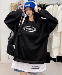 オーバーサイズ カレッジロゴ 韓国 古着風 ストリート ルーズ スウェットトレーナー