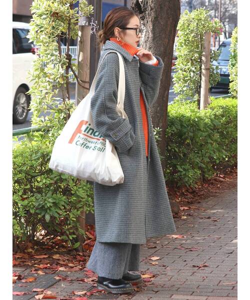 Ungrid（アングリッド）の「ステンカラーチェックコート（ステンカラーコート・レディース・ブラウン/グレー・SMALL/MEDIUM）」の3枚目の写真