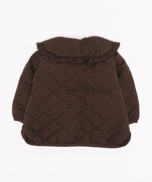petit main（プティマイン）の「【リンク】ビッグ衿キルトジャケット（ブルゾン・キッズ・ライトカーキ/ダークブラウン・M/S/L）」の3枚目の写真