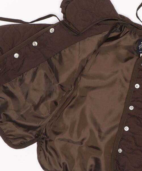 petit main（プティマイン）の「【リンク】ビッグ衿キルトジャケット（ブルゾン・キッズ・ライトカーキ/ダークブラウン・M/S/L）」の5枚目の写真