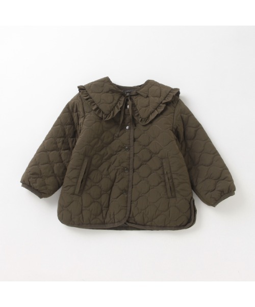 petit main（プティマイン）の「【リンク】ビッグ衿キルトジャケット（ブルゾン・キッズ・ライトカーキ/ダークブラウン・M/S/L）」の16枚目の写真