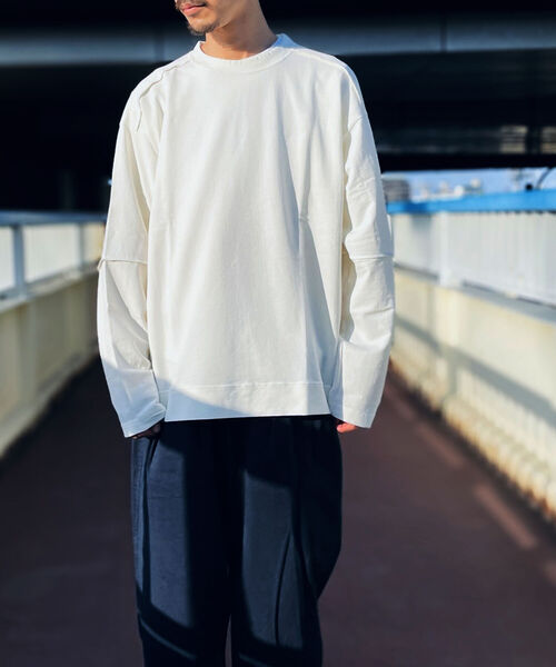 GLOSTER（グロスター）の「【GLOSTER/グロスター】インサイドアウト ロングスリーブTシャツ（Tシャツ/カットソー・メンズ・ホワイト/チャコールグレー/ブラウン・MEDIUM/LARGE）」の2枚目の写真