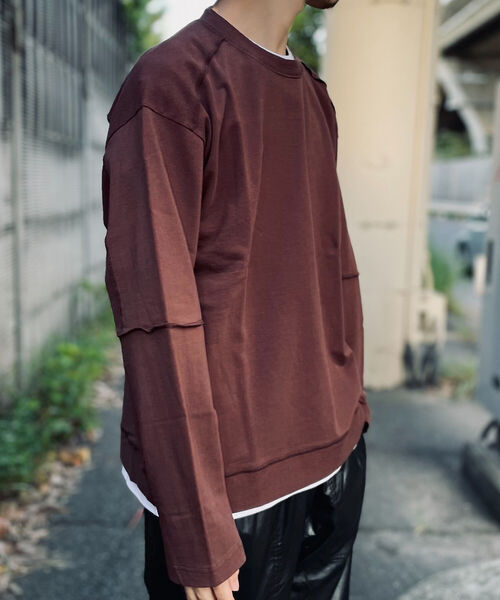 GLOSTER（グロスター）の「【GLOSTER/グロスター】インサイドアウト ロングスリーブTシャツ（Tシャツ/カットソー・メンズ・ホワイト/チャコールグレー/ブラウン・MEDIUM/LARGE）」の12枚目の写真