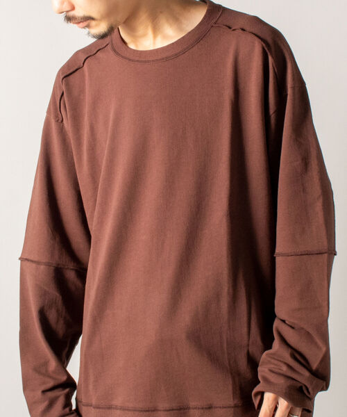 GLOSTER（グロスター）の「【GLOSTER/グロスター】インサイドアウト ロングスリーブTシャツ（Tシャツ/カットソー・メンズ・ホワイト/チャコールグレー/ブラウン・MEDIUM/LARGE）」の4枚目の写真