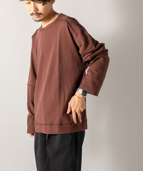 GLOSTER（グロスター）の「【GLOSTER/グロスター】インサイドアウト ロングスリーブTシャツ（Tシャツ/カットソー・メンズ・ホワイト/チャコールグレー/ブラウン・MEDIUM/LARGE）」の6枚目の写真