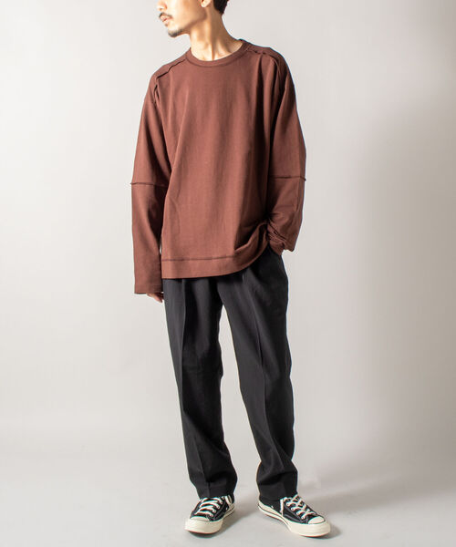 GLOSTER（グロスター）の「【GLOSTER/グロスター】インサイドアウト ロングスリーブTシャツ（Tシャツ/カットソー・メンズ・ホワイト/チャコールグレー/ブラウン・MEDIUM/LARGE）」の16枚目の写真