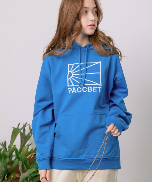 RASSVET / PACCBET(ラスベート)の「PACCBETT/ラスべート MENS COTTON LOGO HOODIE KNIT 刺繍ロゴ パーカー フーディー ビッグシルエット(パーカー・メンズ・ブラック/ブルー・L/M/XL)」の15枚目の写真