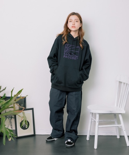 RASSVET / PACCBET(ラスベート)の「PACCBETT/ラスべート MENS COTTON LOGO HOODIE KNIT 刺繍ロゴ パーカー フーディー ビッグシルエット(パーカー・メンズ・ブラック/ブルー・L/M/XL)」の22枚目の写真