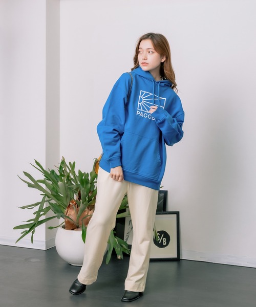 RASSVET / PACCBET(ラスベート)の「PACCBETT/ラスべート MENS COTTON LOGO HOODIE KNIT 刺繍ロゴ パーカー フーディー ビッグシルエット(パーカー・メンズ・ブラック/ブルー・L/M/XL)」の19枚目の写真