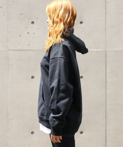 RASSVET / PACCBET(ラスベート)の「PACCBETT/ラスべート MENS COTTON LOGO HOODIE KNIT 刺繍ロゴ パーカー フーディー ビッグシルエット(パーカー・メンズ・ブラック/ブルー・L/M/XL)」の3枚目の写真