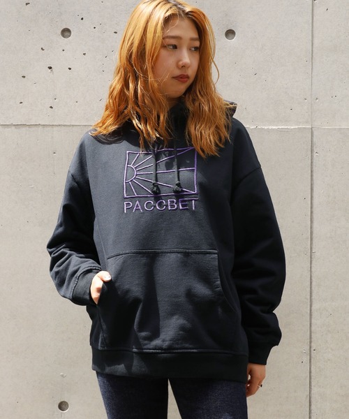 RASSVET / PACCBET(ラスベート)の「PACCBETT/ラスべート MENS COTTON LOGO HOODIE KNIT 刺繍ロゴ パーカー フーディー ビッグシルエット(パーカー・メンズ・ブラック/ブルー・L/M/XL)」の18枚目の写真