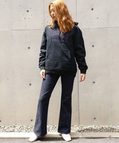 RASSVET / PACCBET(ラスベート)の「PACCBETT/ラスべート MENS COTTON LOGO HOODIE KNIT 刺繍ロゴ パーカー フーディー ビッグシルエット(パーカー・メンズ・ブラック/ブルー・L/M/XL)」の6枚目の写真