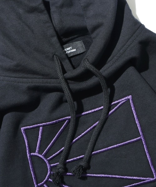 RASSVET / PACCBET(ラスベート)の「PACCBETT/ラスべート MENS COTTON LOGO HOODIE KNIT 刺繍ロゴ パーカー フーディー ビッグシルエット(パーカー・メンズ・ブラック/ブルー・L/M/XL)」の7枚目の写真