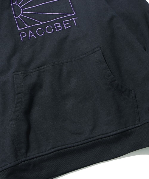 RASSVET / PACCBET(ラスベート)の「PACCBETT/ラスべート MENS COTTON LOGO HOODIE KNIT 刺繍ロゴ パーカー フーディー ビッグシルエット(パーカー・メンズ・ブラック/ブルー・L/M/XL)」の4枚目の写真