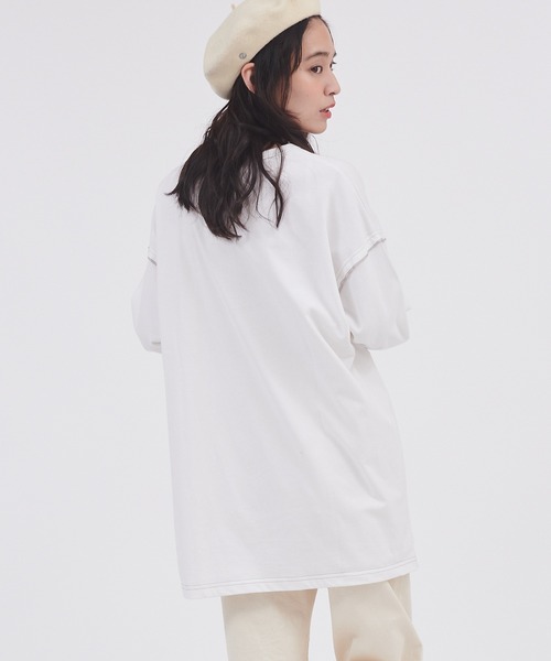 CONVERSE(コンバース)の「CONVERSE/コンバース 天竺メローデザインビッグシルエット長袖カットソー(Tシャツ/カットソー・レディース・ラベンダー/キャメル/ホワイト・M)」の7枚目の写真