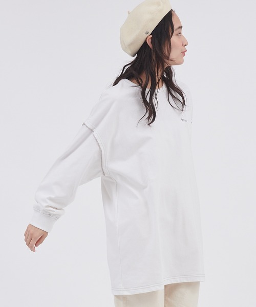 CONVERSE(コンバース)の「CONVERSE/コンバース 天竺メローデザインビッグシルエット長袖カットソー(Tシャツ/カットソー・レディース・ラベンダー/キャメル/ホワイト・M)」の6枚目の写真