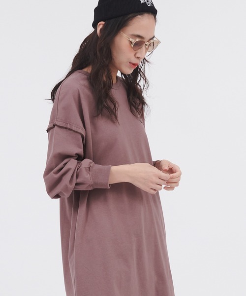 CONVERSE(コンバース)の「CONVERSE/コンバース 天竺メローデザインビッグシルエット長袖カットソー(Tシャツ/カットソー・レディース・ラベンダー/キャメル/ホワイト・M)」の12枚目の写真
