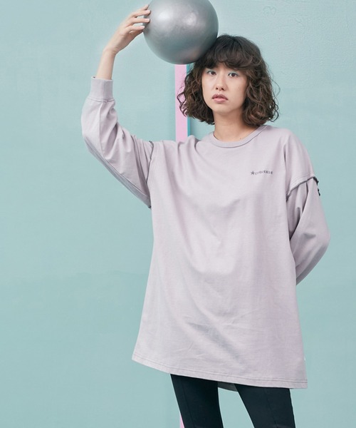 CONVERSE(コンバース)の「CONVERSE/コンバース 天竺メローデザインビッグシルエット長袖カットソー(Tシャツ/カットソー・レディース・ラベンダー/キャメル/ホワイト・M)」の9枚目の写真