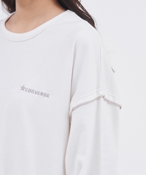 CONVERSE(コンバース)の「CONVERSE/コンバース 天竺メローデザインビッグシルエット長袖カットソー(Tシャツ/カットソー・レディース・ラベンダー/キャメル/ホワイト・M)」の15枚目の写真