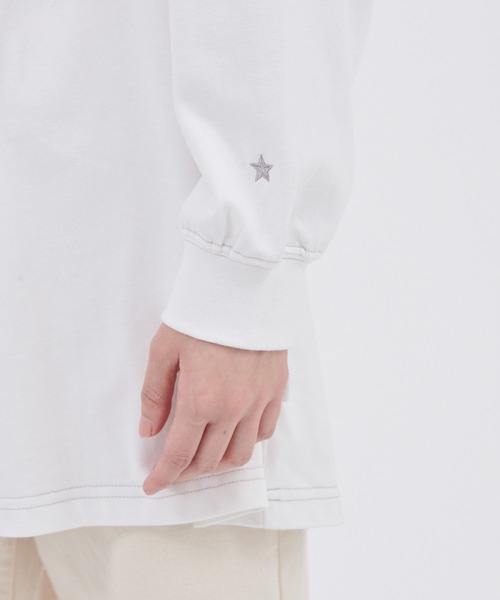 CONVERSE(コンバース)の「CONVERSE/コンバース 天竺メローデザインビッグシルエット長袖カットソー(Tシャツ/カットソー・レディース・ラベンダー/キャメル/ホワイト・M)」の16枚目の写真