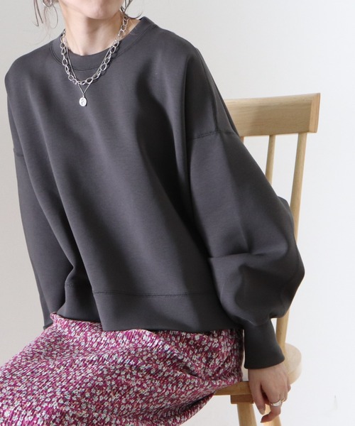 Cheek(チーク)の「ボンディングショート丈プルオーバー(スウェット・レディース・アイボリー/ブラウン/チャコールグレー・MEDIUM)」の3枚目の写真