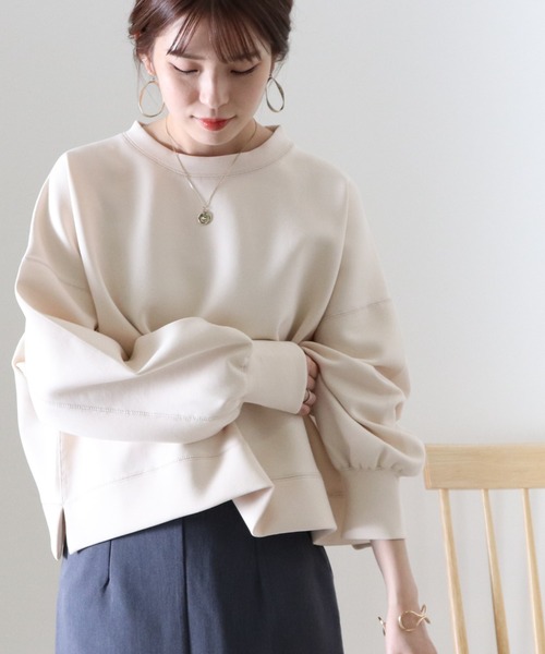 Cheek(チーク)の「ボンディングショート丈プルオーバー(スウェット・レディース・アイボリー/ブラウン/チャコールグレー・MEDIUM)」の12枚目の写真