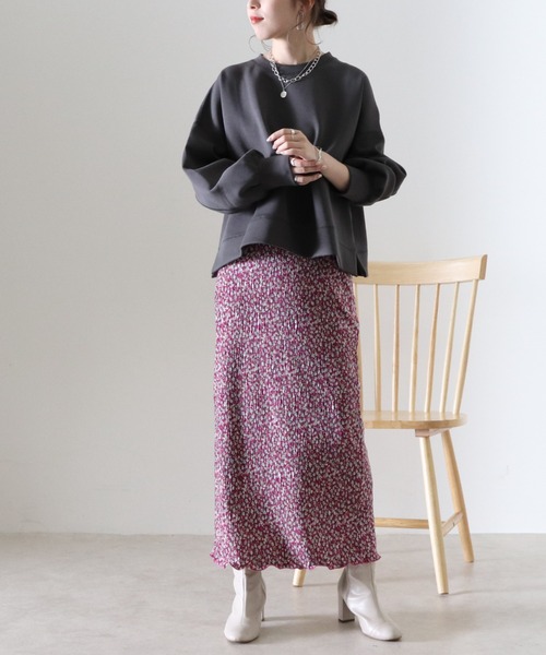 Cheek(チーク)の「ボンディングショート丈プルオーバー(スウェット・レディース・アイボリー/ブラウン/チャコールグレー・MEDIUM)」の5枚目の写真